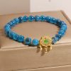 Pulsera con dije de cerradura china y ágata azul caramelo Blue Candy Agate Chinese Lock Charm Bracelet