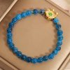 Pulsera con dije de cerradura china y ágata azul caramelo Blue Candy Agate Chinese Lock Charm Bracelet