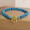 Pulsera con dije de cerradura china y ágata azul caramelo Blue Candy Agate Chinese Lock Charm Bracelet