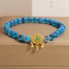 Pulsera con dije de cerradura china y ágata azul caramelo Blue Candy Agate Chinese Lock Charm Bracelet