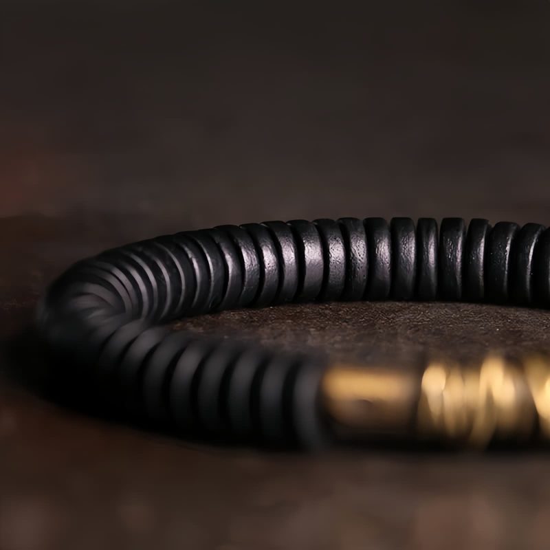 Pulseira de Cobre de Ébano Tibetano para Acalmar Calm Tibetan Ebony Wood Copper Bracelet