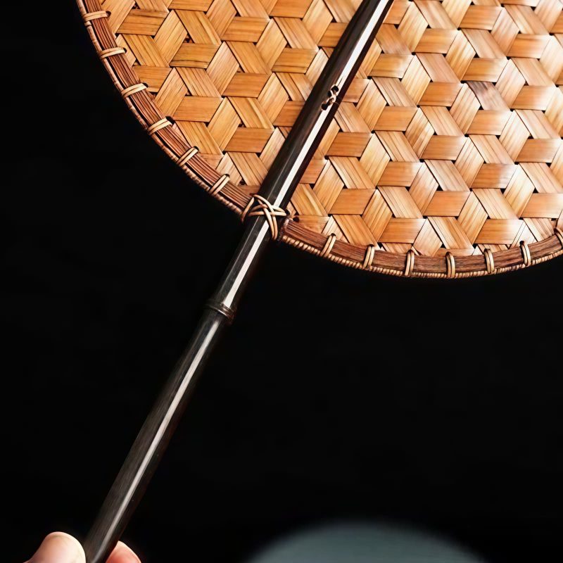 مروحة صينية يدوية الصنع من الخيزران، بيضاوية الشكل Chinese Handmade Bamboo Woven Oval Fan