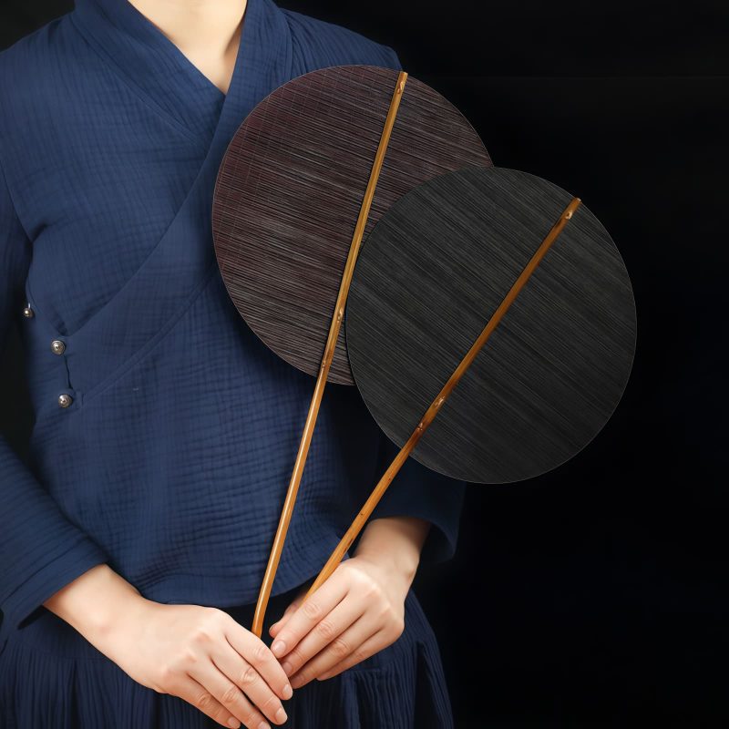 مروحة صينية يدوية الصنع من الخيزران، بيضاوية الشكل Chinese Handmade Bamboo Woven Oval Fan