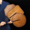 مروحة صينية يدوية الصنع من الخيزران، بيضاوية الشكل Chinese Handmade Bamboo Woven Oval Fan
