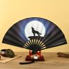 مروحة يدوية قابلة للطي بتصميم تنين وفينيق صيني Chinese Dragon Phoenix Handheld Folding Fan