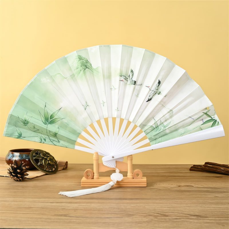 مروحة يدوية قابلة للطي بتصميم تنين وفينيق صيني Chinese Dragon Phoenix Handheld Folding Fan