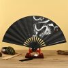مروحة يدوية قابلة للطي بتصميم تنين وفينيق صيني Chinese Dragon Phoenix Handheld Folding Fan