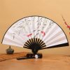 مروحة يدوية قابلة للطي بتصميم تنين وفينيق صيني Chinese Dragon Phoenix Handheld Folding Fan