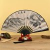 مروحة يدوية قابلة للطي بتصميم تنين وفينيق صيني Chinese Dragon Phoenix Handheld Folding Fan