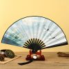 مروحة يدوية قابلة للطي بتصميم تنين وفينيق صيني Chinese Dragon Phoenix Handheld Folding Fan