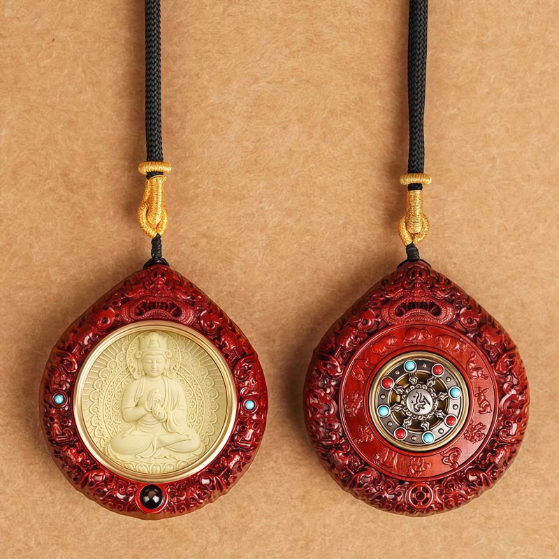 Collar de Sándalo con Signo Zodiacal Chino Avalokiteshvara Chinese Zodiac Sandalwood Avalokitesvara Necklace