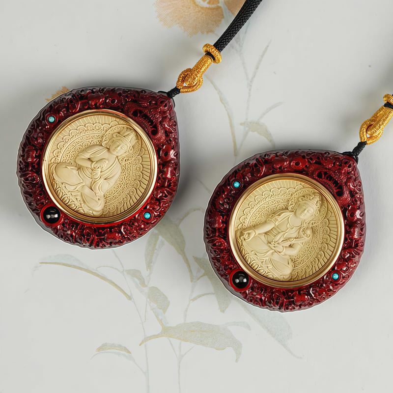 Collar de Sándalo con Signo Zodiacal Chino Avalokiteshvara Chinese Zodiac Sandalwood Avalokitesvara Necklace