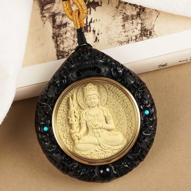 Collar de Sándalo con Signo Zodiacal Chino Avalokiteshvara Chinese Zodiac Sandalwood Avalokitesvara Necklace