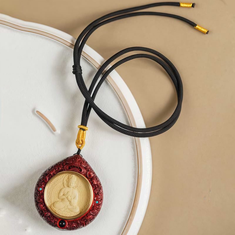 Collar de Sándalo con Signo Zodiacal Chino Avalokiteshvara Chinese Zodiac Sandalwood Avalokitesvara Necklace