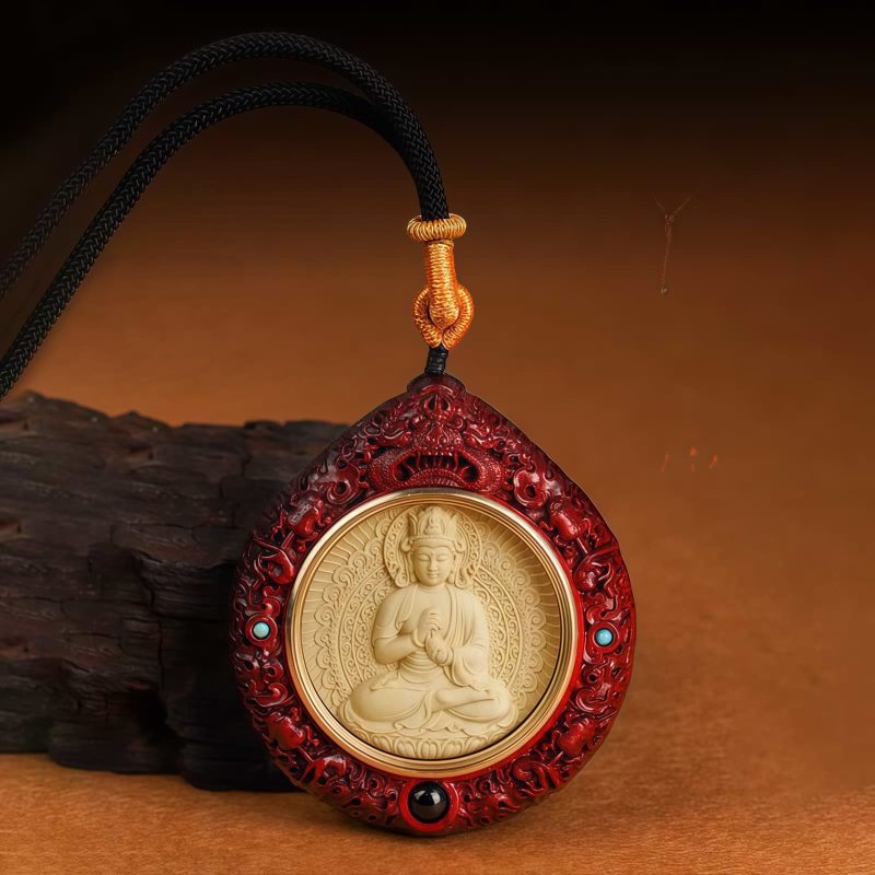 Collar de Sándalo con Signo Zodiacal Chino Avalokiteshvara Chinese Zodiac Sandalwood Avalokitesvara Necklace