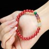 Pulsera de Bendición de Cinabrio y Aguamarina Blessing Bracelet of Cinnabar and Aquamarine