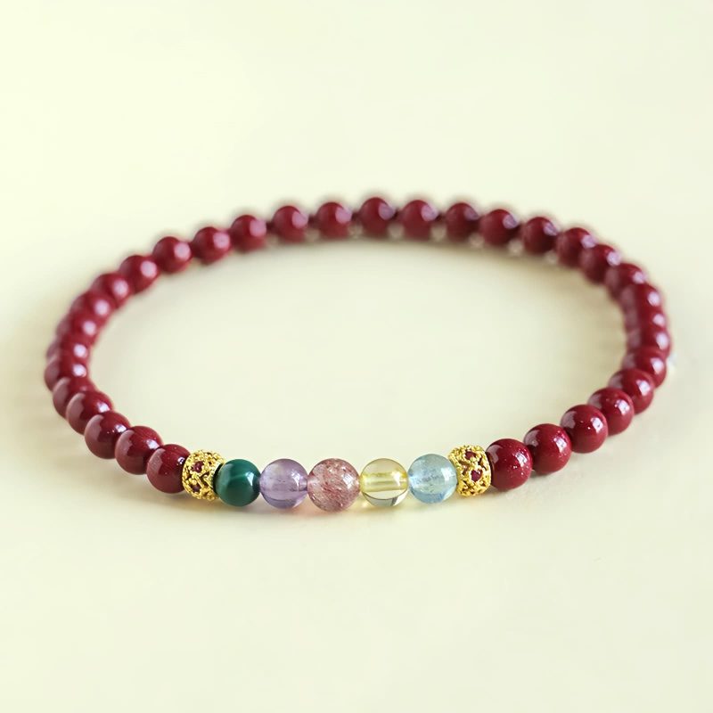 Pulsera de Bendición de Cinabrio y Aguamarina Blessing Bracelet of Cinnabar and Aquamarine