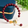 Cinnabar and Jade Bunny Blessing Bracelet Cinnabar and Jade Bunny Blessing Bracelet