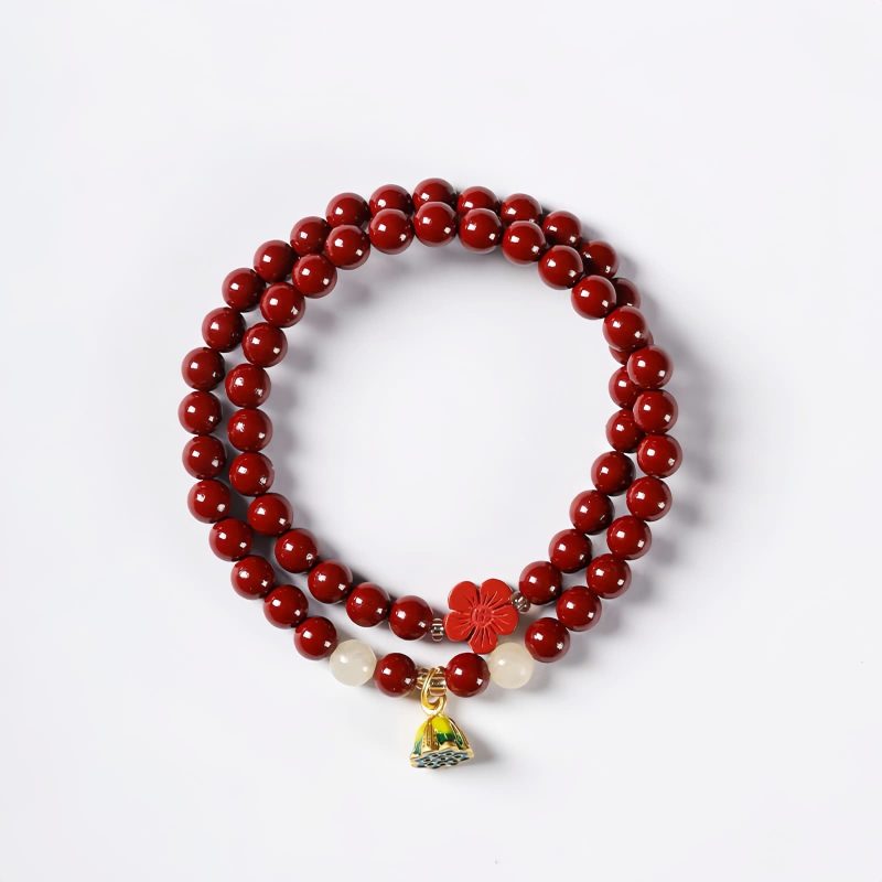 Cinnabar Lotus Double Wrap Bracelet Cinnabar Lotus Double Wrap Bracelet