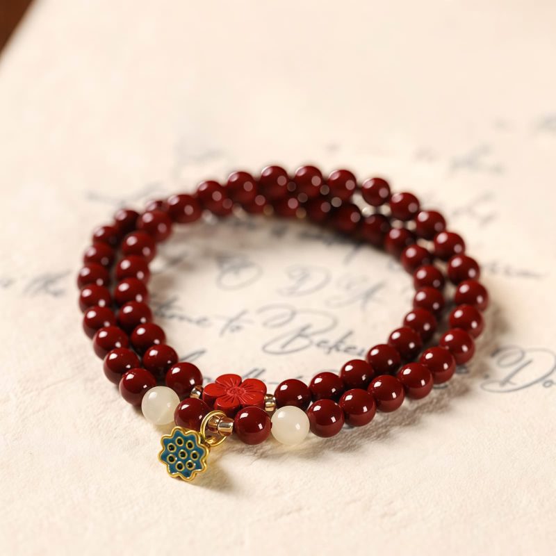 Cinnabar Lotus Double Wrap Bracelet Cinnabar Lotus Double Wrap Bracelet