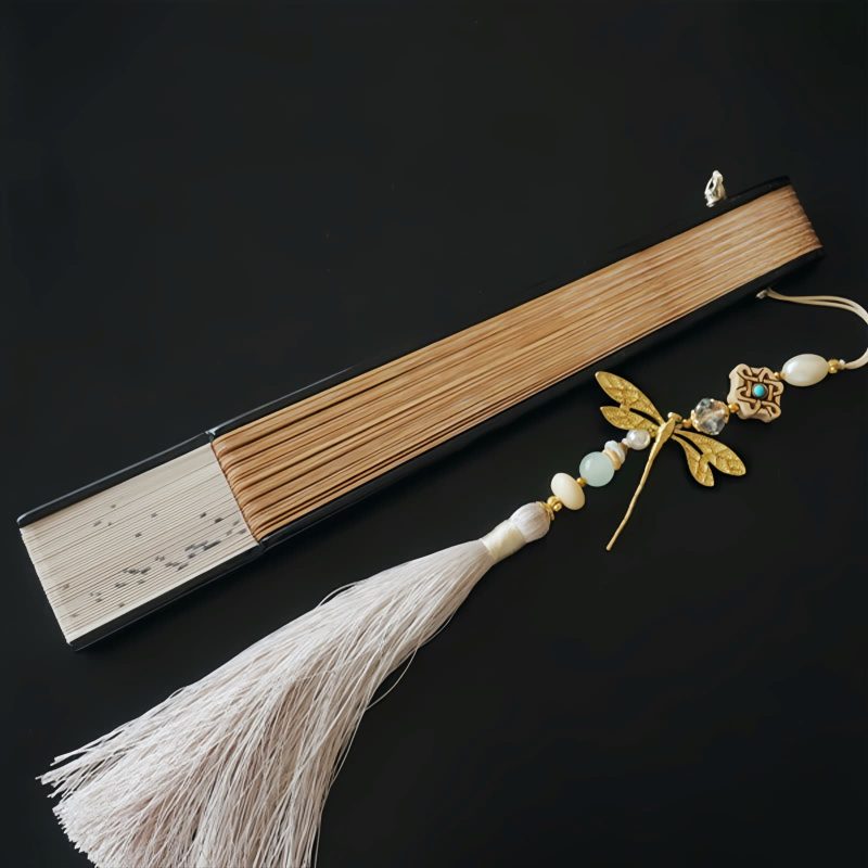 Abanico Plegable de Bambú Hueco con Libélula Dragonfly Hollow Bamboo Folding Fan