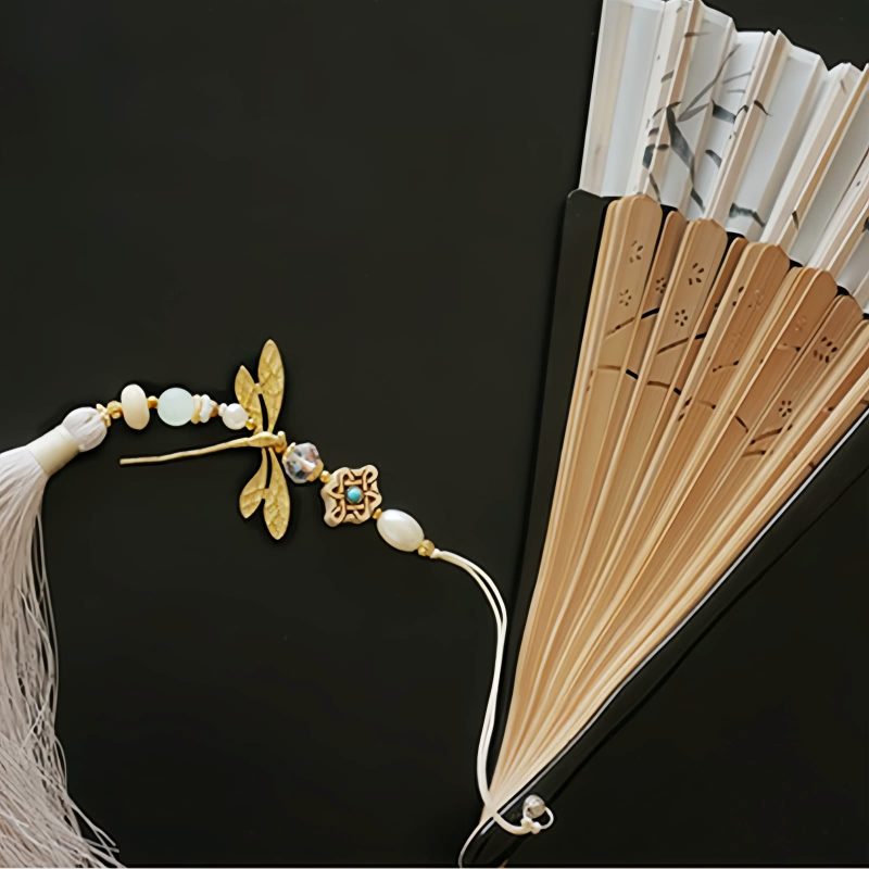 Abanico Plegable de Bambú Hueco con Libélula Dragonfly Hollow Bamboo Folding Fan
