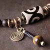 Pulseira de Proteção em Ébano, Contas Dzi e Cobre Ebony Dzi Bead Copper Protection Bracelet