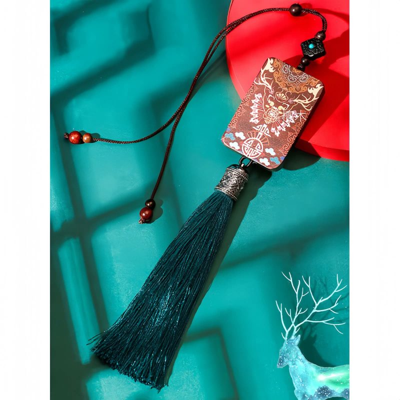 زخرفة السيارة المعلقة من خشب الأبنوس على شكل غزال الألك Ebony Wood Elk Deer Balance Car Hanging Decoration