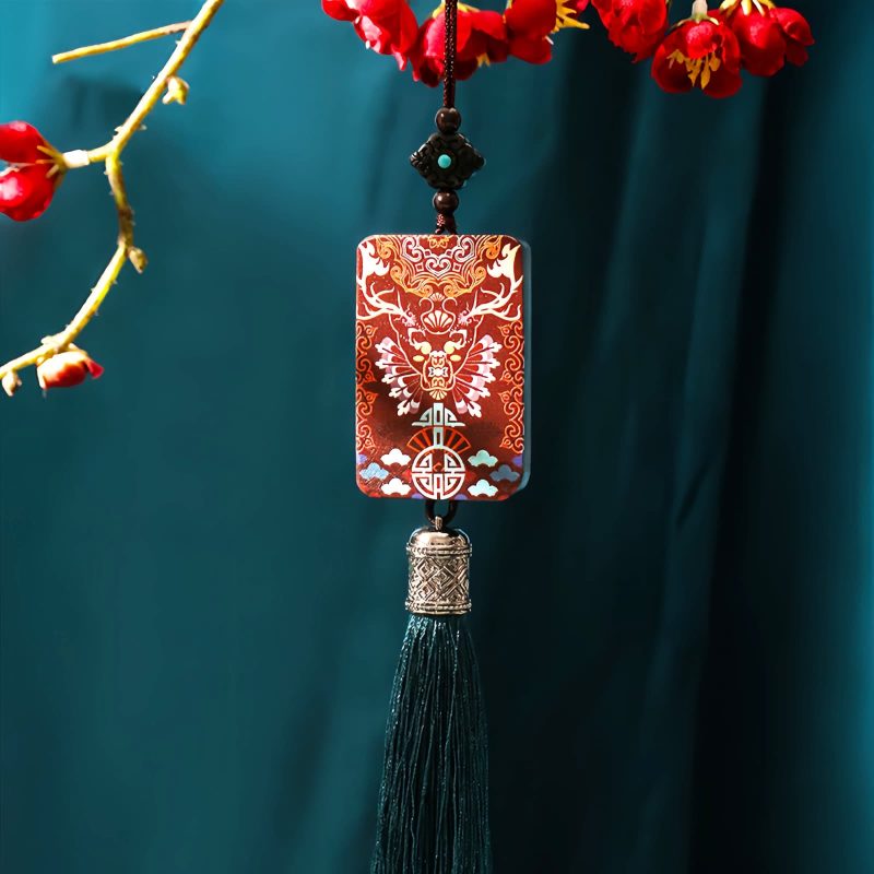 زخرفة السيارة المعلقة من خشب الأبنوس على شكل غزال الألك Ebony Wood Elk Deer Balance Car Hanging Decoration