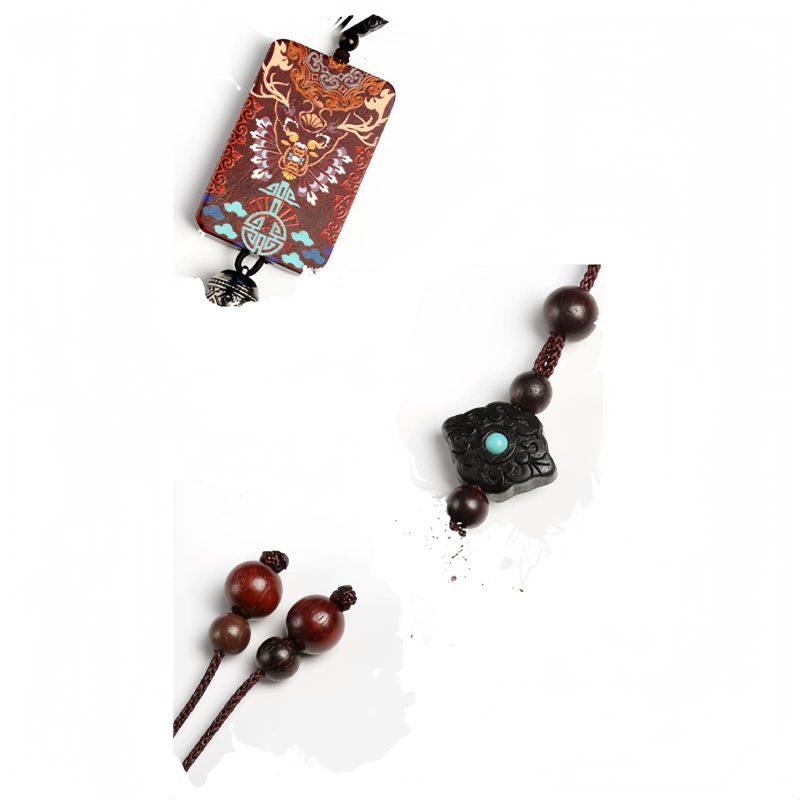 زخرفة السيارة المعلقة من خشب الأبنوس على شكل غزال الألك Ebony Wood Elk Deer Balance Car Hanging Decoration