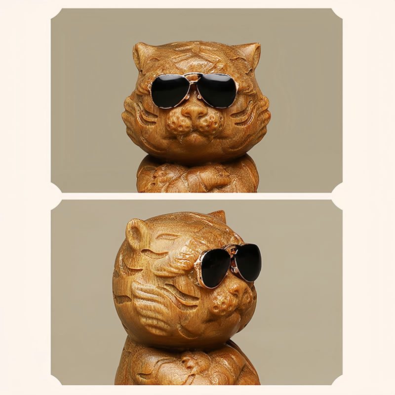 Decoración de Escritorio con Tigre de Sándalo Verde Green Sandalwood Tiger Desk Decoration