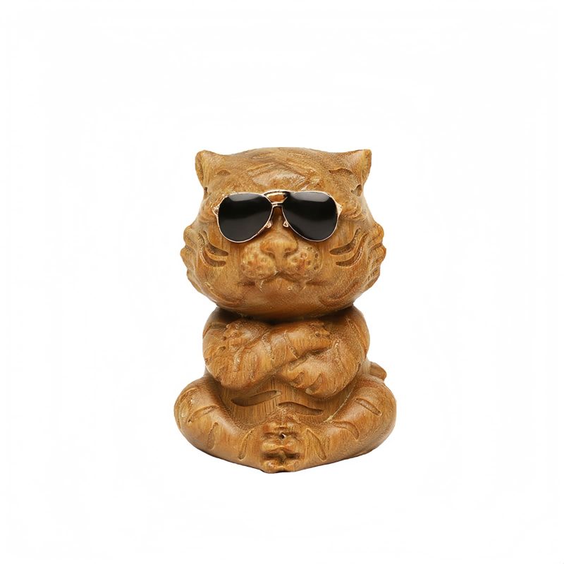 Decoración de Escritorio con Tigre de Sándalo Verde Green Sandalwood Tiger Desk Decoration
