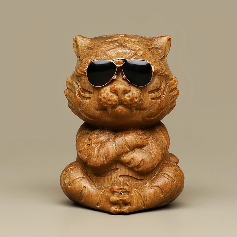 Decoración de Escritorio con Tigre de Sándalo Verde Green Sandalwood Tiger Desk Decoration