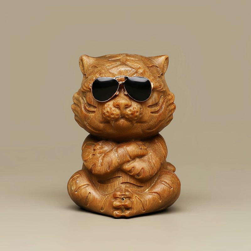 Decoración de Escritorio con Tigre de Sándalo Verde Green Sandalwood Tiger Desk Decoration