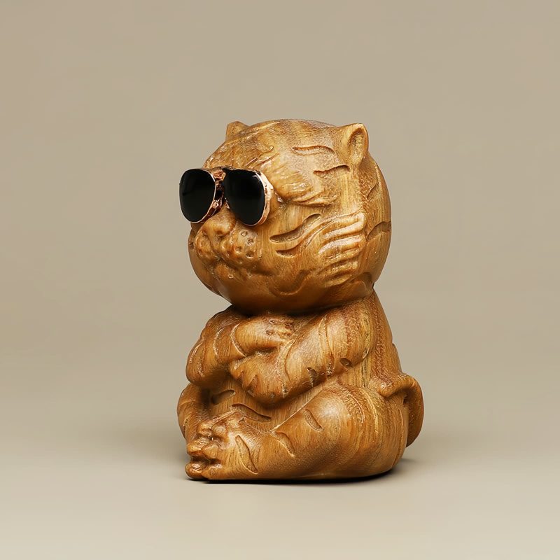 Decoración de Escritorio con Tigre de Sándalo Verde Green Sandalwood Tiger Desk Decoration