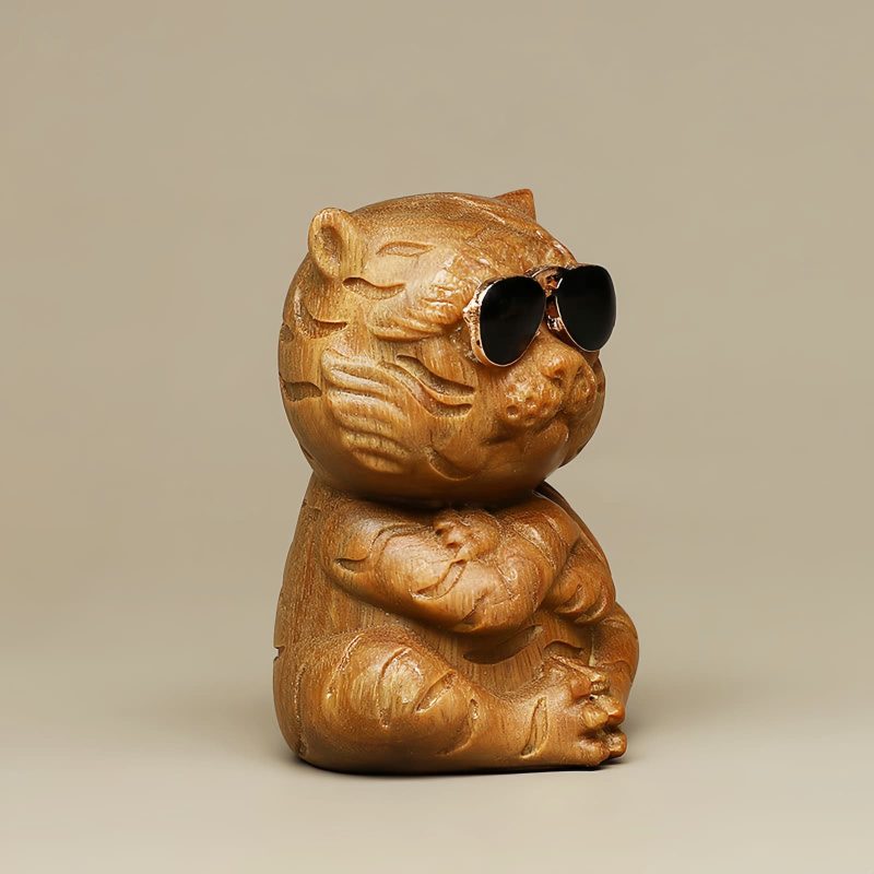 Decoración de Escritorio con Tigre de Sándalo Verde Green Sandalwood Tiger Desk Decoration