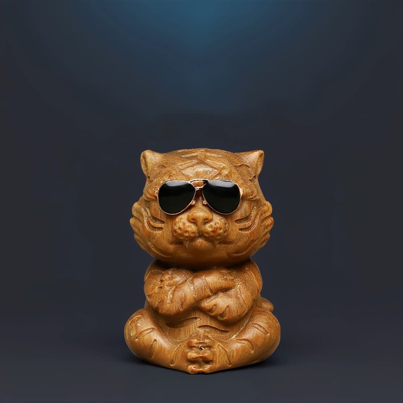 Decoración de Escritorio con Tigre de Sándalo Verde Green Sandalwood Tiger Desk Decoration