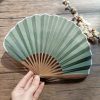 Abanico Plegable de Bambú Retro Artesanal, Color Sólido Handcrafted Retro Bamboo Solid Color Folding Fan