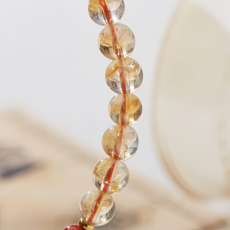 Pulsera de Protección con Citrino Natural, Calcedonia Verde y Ágata Roja Natural Citrine Green Chalcedony Protection Bracelet