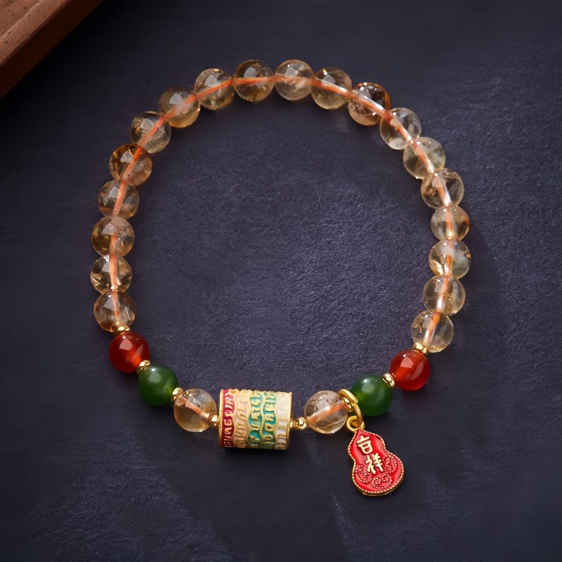 Pulsera de Protección con Citrino Natural, Calcedonia Verde y Ágata Roja Natural Citrine Green Chalcedony Protection Bracelet