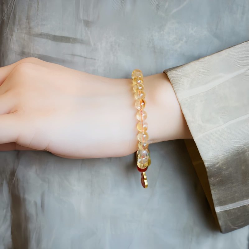 Pulsera de Protección con Citrino Natural, Calcedonia Verde y Ágata Roja Natural Citrine Green Chalcedony Protection Bracelet