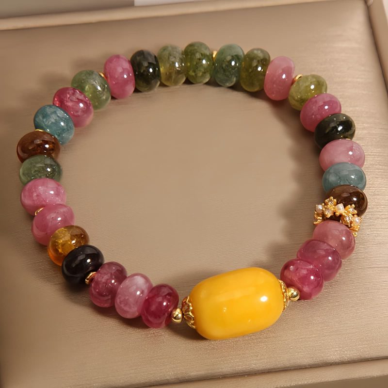 Pulsera Rastreadora de Ánimo con Turmalina y Topacio Naturales Natural Tourmaline Topaz Mood Tracker Bracelet