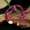 ローズレッドタイガーアイ 幸運符(福)勇気ブレスレット Red Tiger Eye Fu Character Courage Bracelet