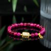 ローズレッドタイガーアイ 幸運符(福)勇気ブレスレット Red Tiger Eye Fu Character Courage Bracelet