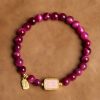 ローズレッドタイガーアイ 幸運符(福)勇気ブレスレット Red Tiger Eye Fu Character Courage Bracelet