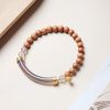 Pulsera de brazalete de sándalo y calcedonia gris Sandalwood Gray Chalcedony Cuff Bracelet
