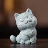 Figuras de Gato de Arenisca para Decoración de Ceremonia del Té Sandstone Cat Figurines for Tea Ceremony Decoration
