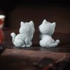 Figuras de Gato de Arenisca para Decoración de Ceremonia del Té Sandstone Cat Figurines for Tea Ceremony Decoration