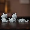 Figuras de Gato de Arenisca para Decoración de Ceremonia del Té Sandstone Cat Figurines for Tea Ceremony Decoration