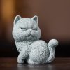 Figuras de Gato de Arenisca para Decoración de Ceremonia del Té Sandstone Cat Figurines for Tea Ceremony Decoration